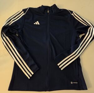 Adidas Zip Sweater With Classic Arm Stripes